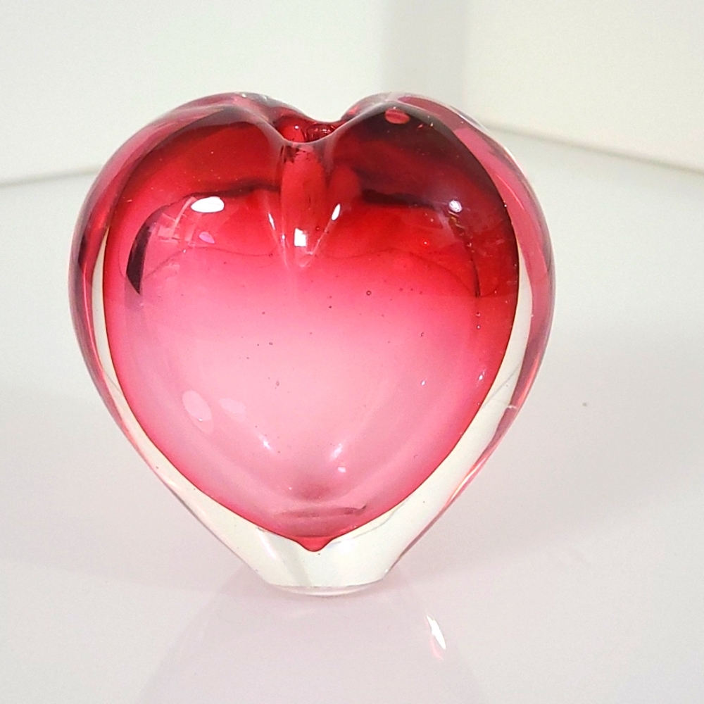 🚀 Vintage Murano Glass Heart Shaped Bud Vase Valentines Day ❤️